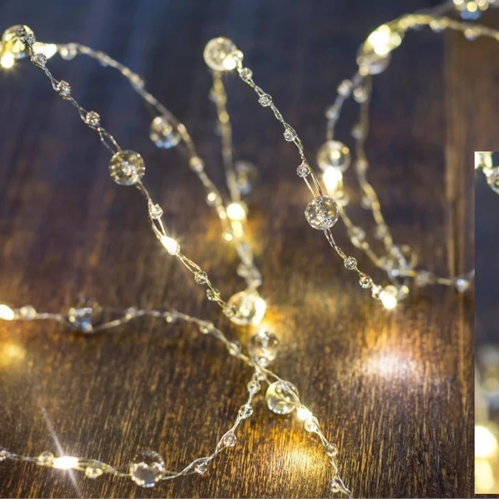 Newish China Wholesale Christmas Decoration Copper Wire Light Twined with Plastic Beads Led String Lights