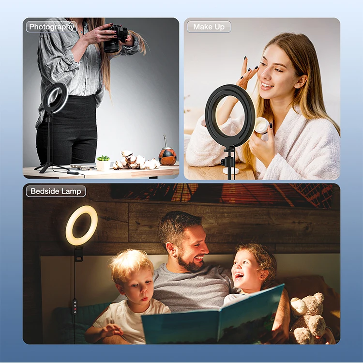 Best selling 6 inch portable selfie ring light rechargeable portable phone ring light with clip