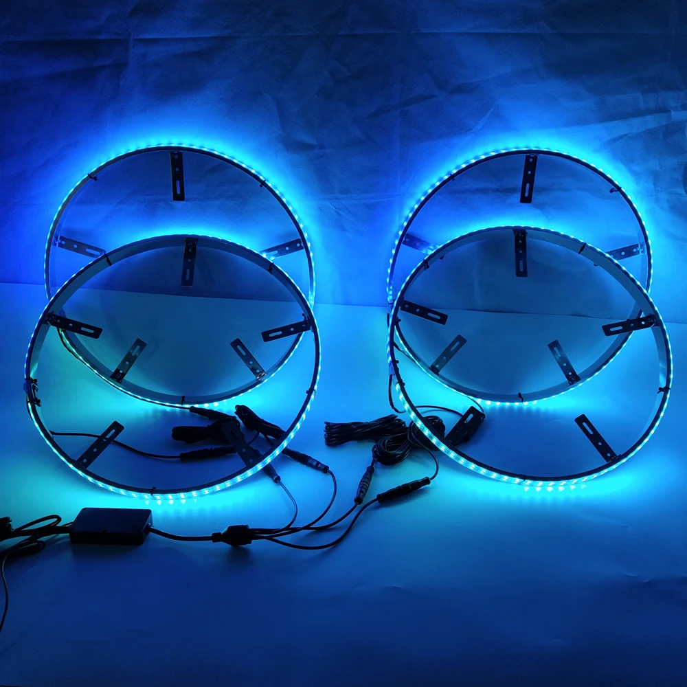 Wireless Control  Wheel Lights Alloy LED Rim Light for Jeep Trucks 15 inch controller neon lamp flashing car wheel rim light