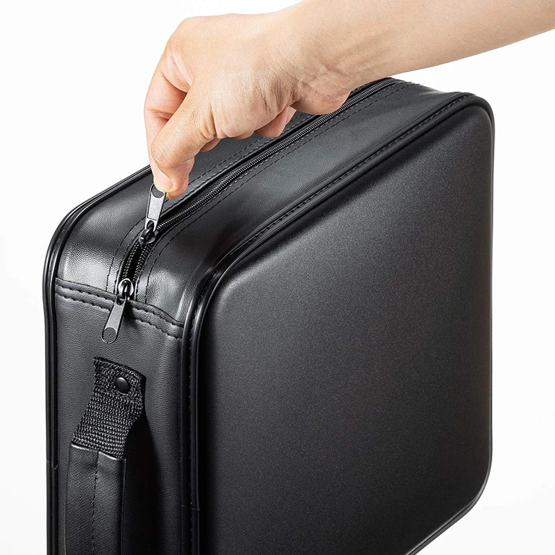 320 Capacity CD Case Portable DVD VCD Storage Bag PU Protective Blu-ray Wallet with Handle Large CD Sleeves Bag