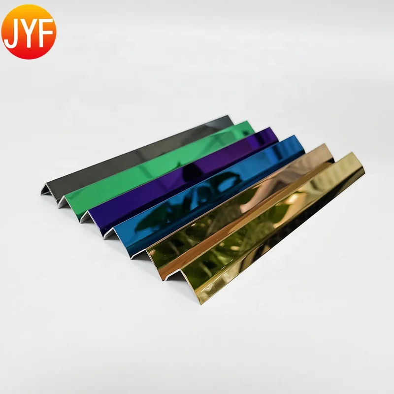 CL090 Stainless Steel L Shape Trim Hot Selling Ti Gold Decorative SS Mirror L Shaped Metal Corner Trim SS Floor Tile Edge Trim