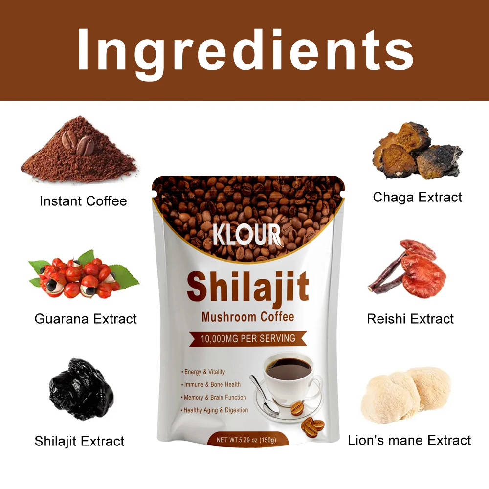 Экстракт грибов OEM Shilajit оптовая продажа розничная мгновенный кофе Lingzhi здоровый черный для улучшения иммунной системы тонкий