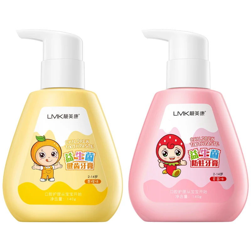 Strawberry orange flavor probiotic toothpaste for children is suitable for babies aged 2-14