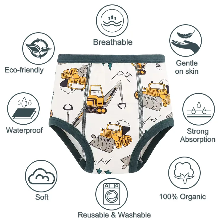 Natucare BSCI Toilet Cotton Training Pants Kids Cloth Diaper Training Pants Anti-Leak Washable Reusable