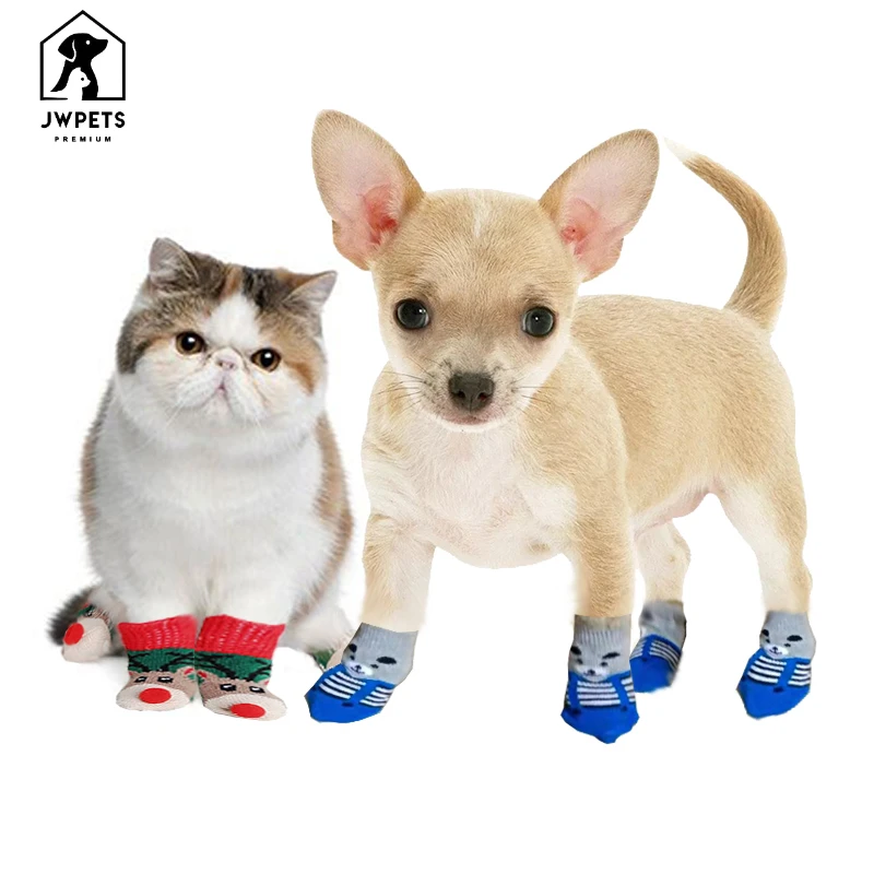 Anti Slip Pet Knits Sock Warm Dog Cat Puppy Shoe Cute Cartoon Skid Socks For Small Dogs Outdoor Wear Slip On Paw Protector Chien