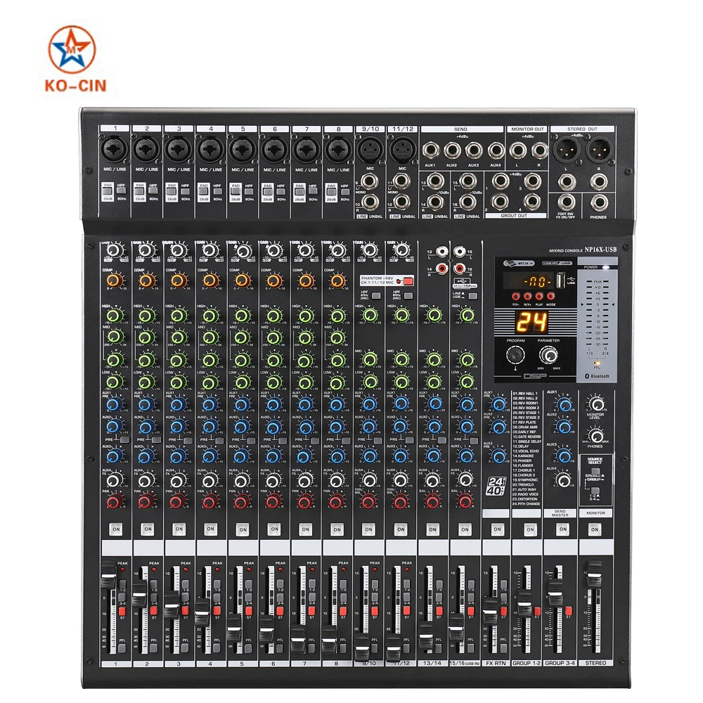 
 NP-16X миксер аудио Профессиональный консольный Аудио Видео DJ DSP цифровой звук смеситель BT  