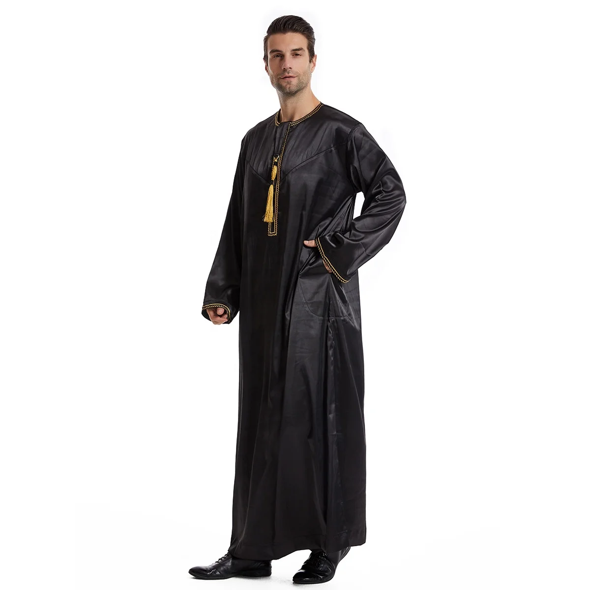 Traditional Dubai Saudi Abaya Men Muslim Jubba Thobe Dress Eid Turkey Arab Robe Kaftan  Men Middle East Abaya Islamic Clothing