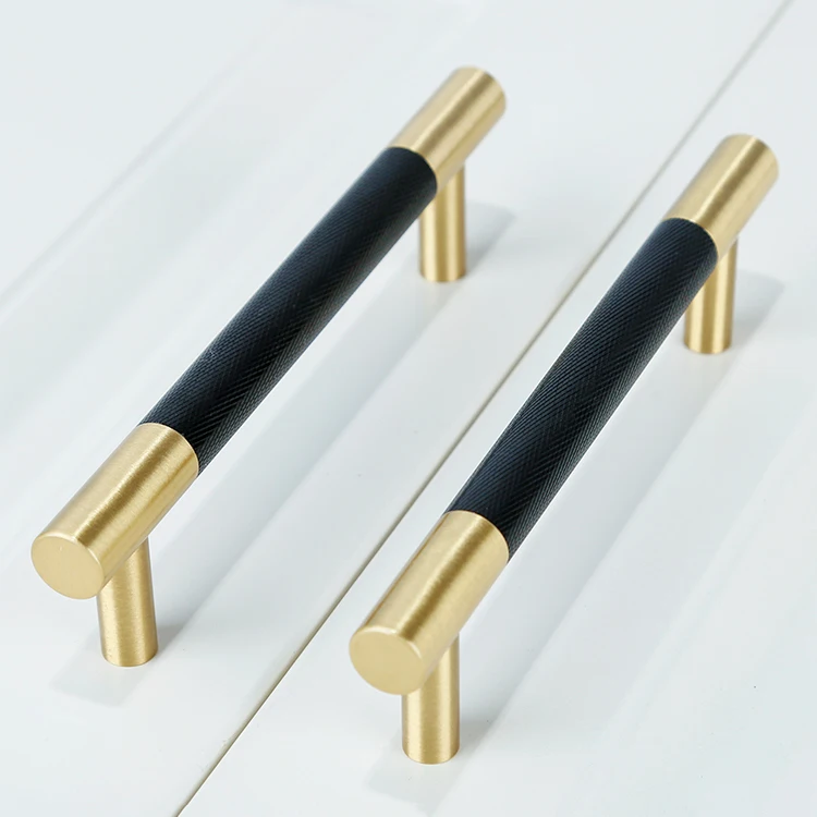 Aluminum Brass/Knurled/Textured modern kitchen cabinet knobs and handles Drawer Pulls Bedroom Knobs T Bar /long handle C-2625