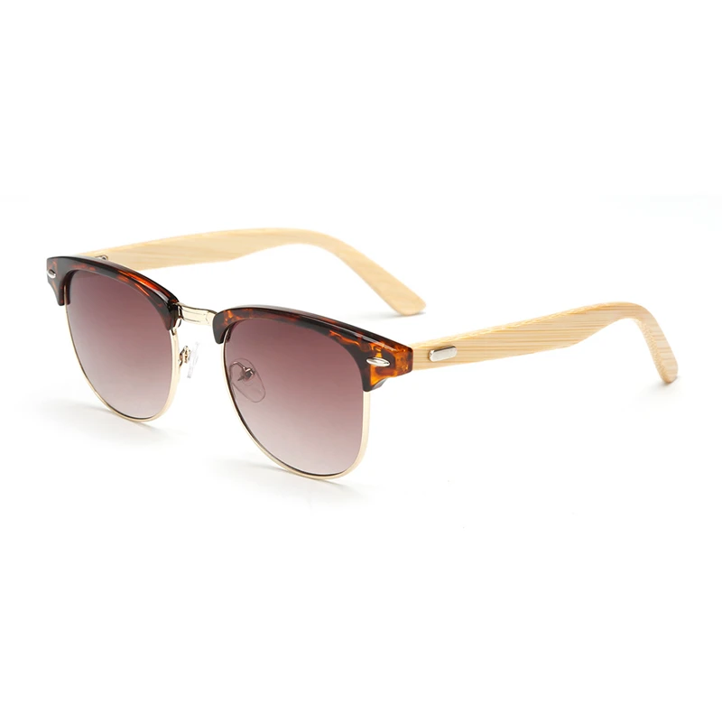 Luxury vintage sunglasses half frame UV400 sunglasses bamboo men manufacturer