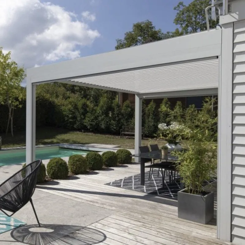 Lower price modern pergola bioclimatic aluminium slatted motorized waterproof pergola roof ideas