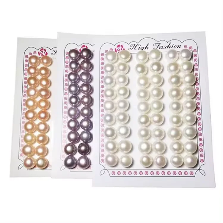 2-13 mm natural genuine real one hole half drilled freshwater round button shape loose pearls HALF holes