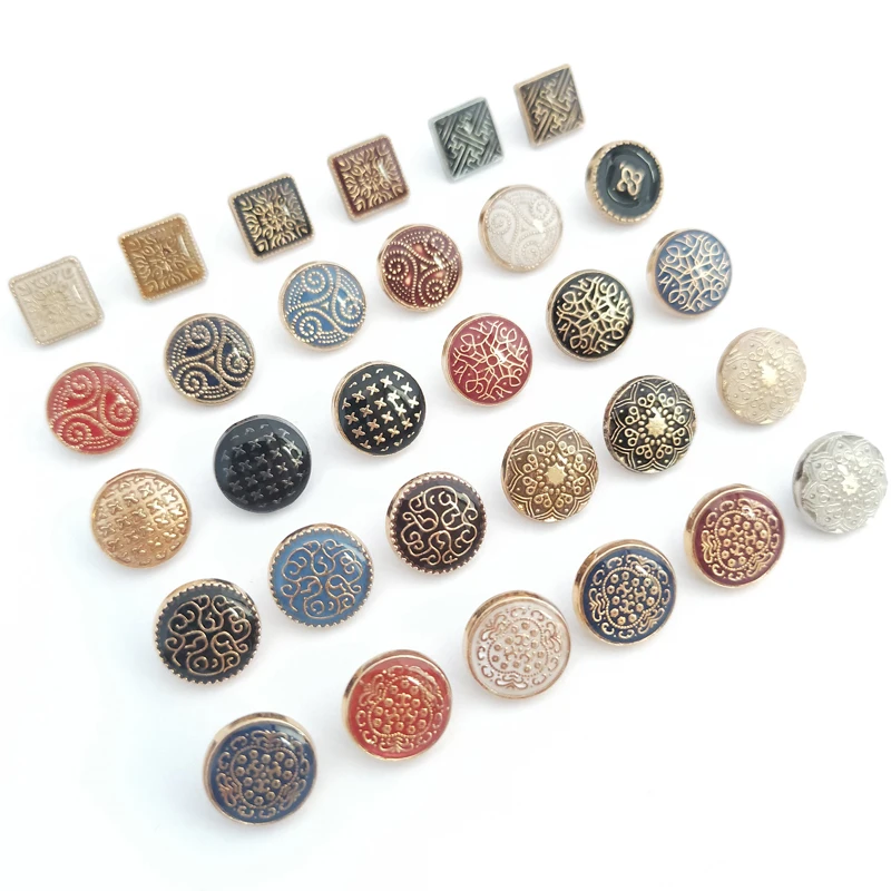 Заводская поставка золотисто-серебряная швейная Мужская рубашка абайя квадратные металлические пуговицы из цинкового