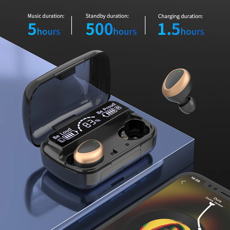 2022 Best M10 In ear Stereo Wireless Headset High Battery, Long Range Noise Reduction BT Headset