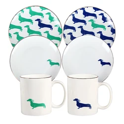 2 Persons Dinner Set pet Design Custom Brand Fine Bone China Dinner Ware Sets