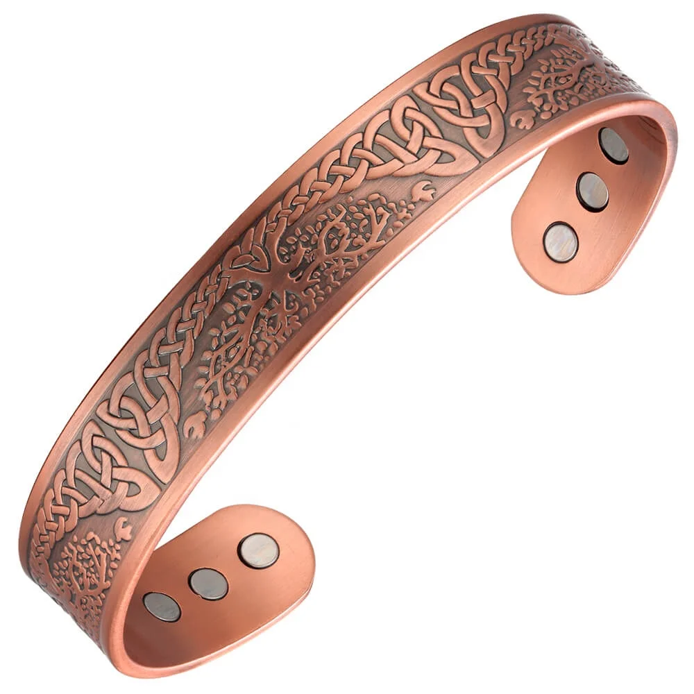 BioMagnetic Jewelry Men 99.9% Pure Copper Magnetic Life Tree Cuff Bracelet