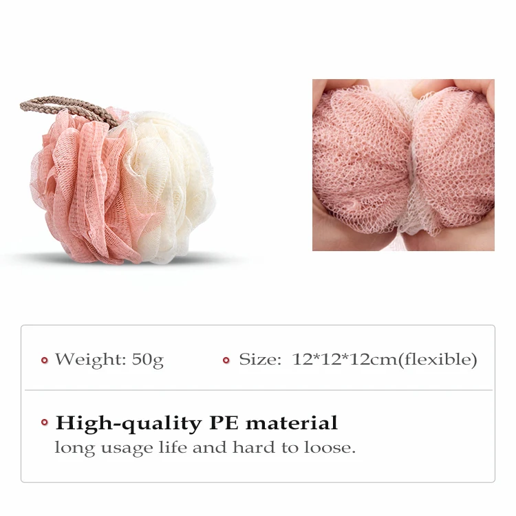 Ready To Ship 50g Dual Color Soft Exfoliating Loofahs Puffs Shower Mesh Cleaning Bath Balls Scrubs Sponges
