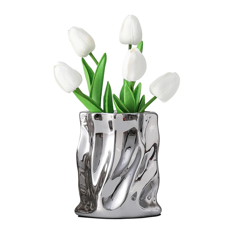 Hot Sale Decoration Wholesale Nordic Vase Ceramic Unique Gift Electroplating ceramic & porcelain vases for Home Decor