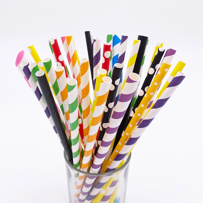 eco compostable disposable bubble tea extra long customized foil logo flower trendy wraping paper straw