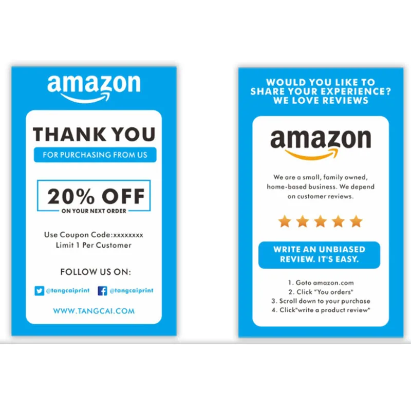 Customized Design After-Sale Gift Cards After-Sale Service Full Color Insert Thank You Card For Amazon Sellers