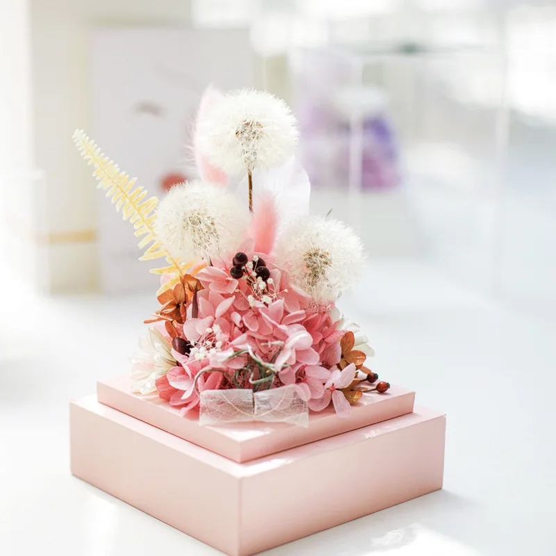 Novelty Design Valentine Gifts Luxury Real Handmade Gift Crafts Eternal Preserved Flower Infinity Rose in Acrylic Box