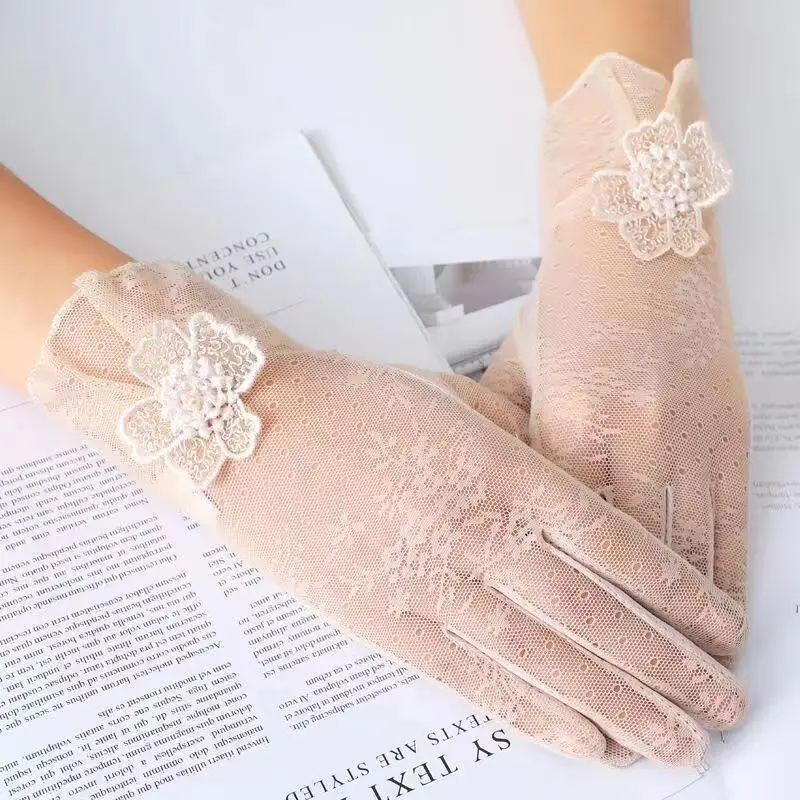 2024 New women gloves for wedding accessories sunscreen lace gloves  thin transparent gloves for lady from China