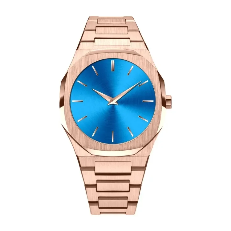 Low MOQ Classic stainless steel Custom Made Own Brand Waterproof Minimalist design OEM ODM Gold Quartz watch for men