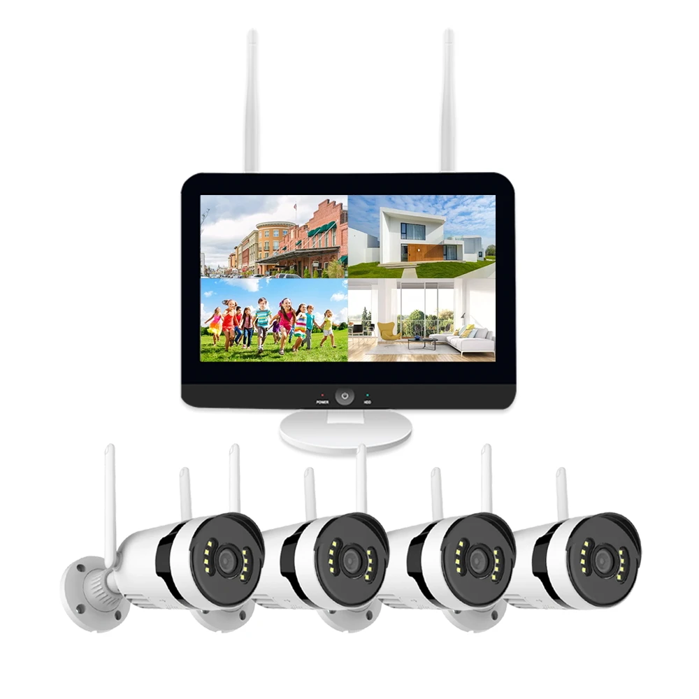 ZXSD 4CH 3MP Wifi CCTV  NVR Security Camera System Home 12.5 Inch LCD Wireless Surveillance Network Camera Kit