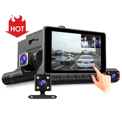 Wholesale FH909 3lens dashcam GPS car monitor video camera 1080P Full HD car DVR Reversing Aid black box dual dash cam