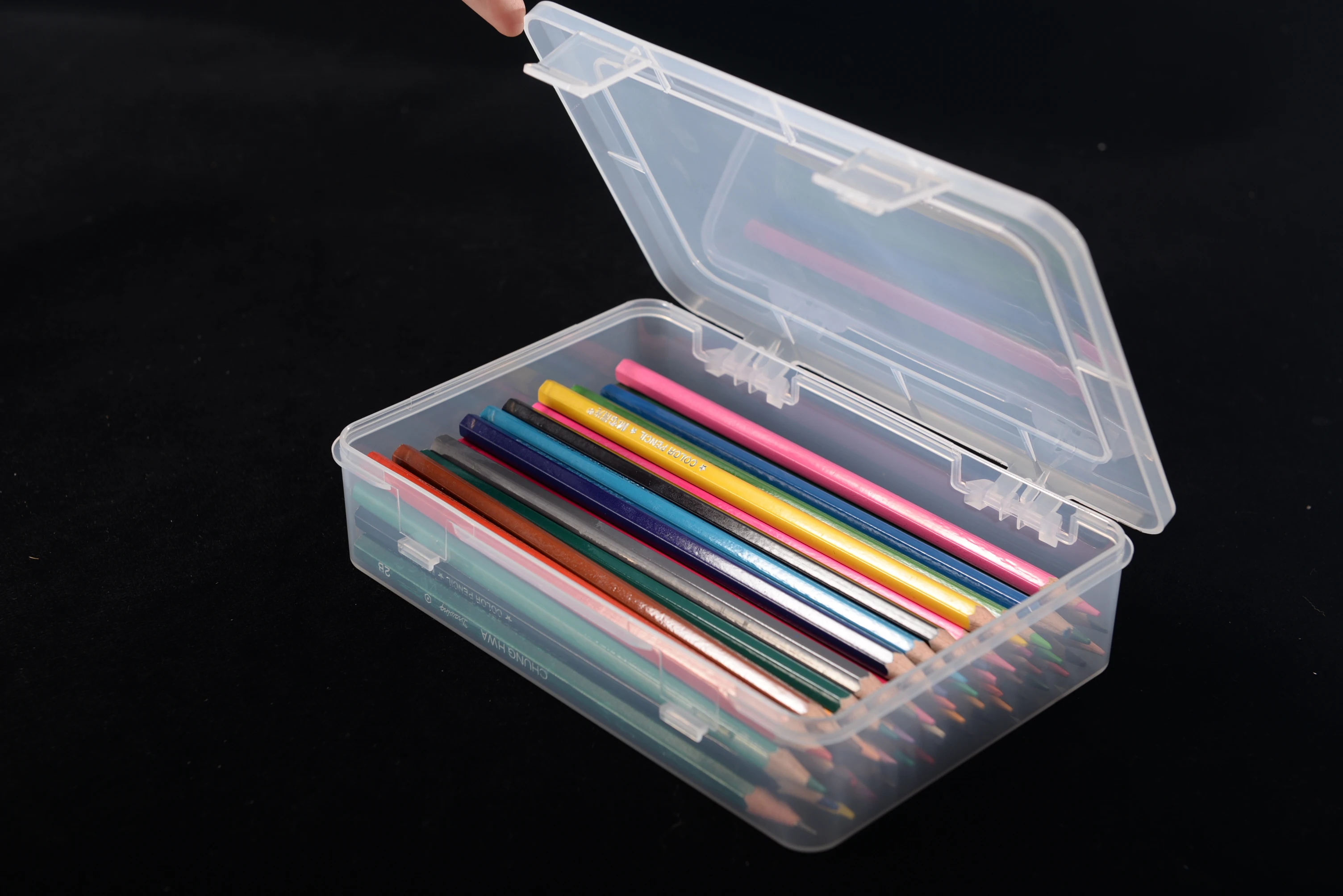 Wholesale plastic pp transparent tool storage box without grid pencil storage box