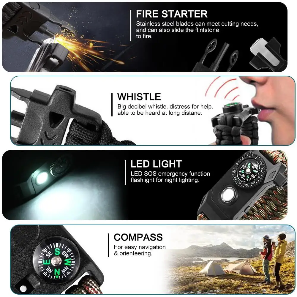 Where To Buy 550LBS SOS Survival 550 Paracord Bracelet Accessories