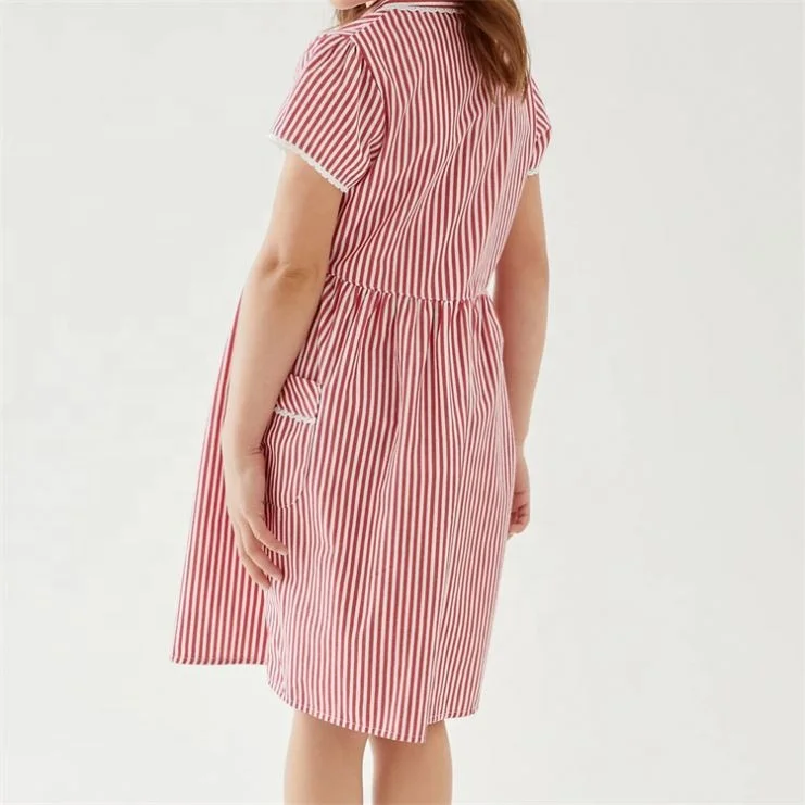 LF Summer Dress Graduation Photo New Fabrics Fancy Girls School Uniform Dress Stripe Pattern