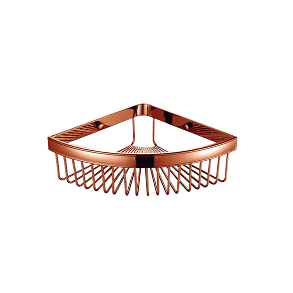 High quality retail small moq bathroom accessories shelves tir-angle netlike corner basket