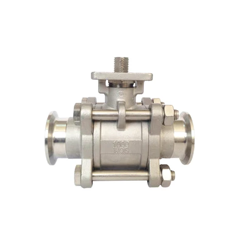 304 stainless steel High platform Fast installation 3pc  ball valve DN15 DN20 pneumatic 3 way ball valve panel