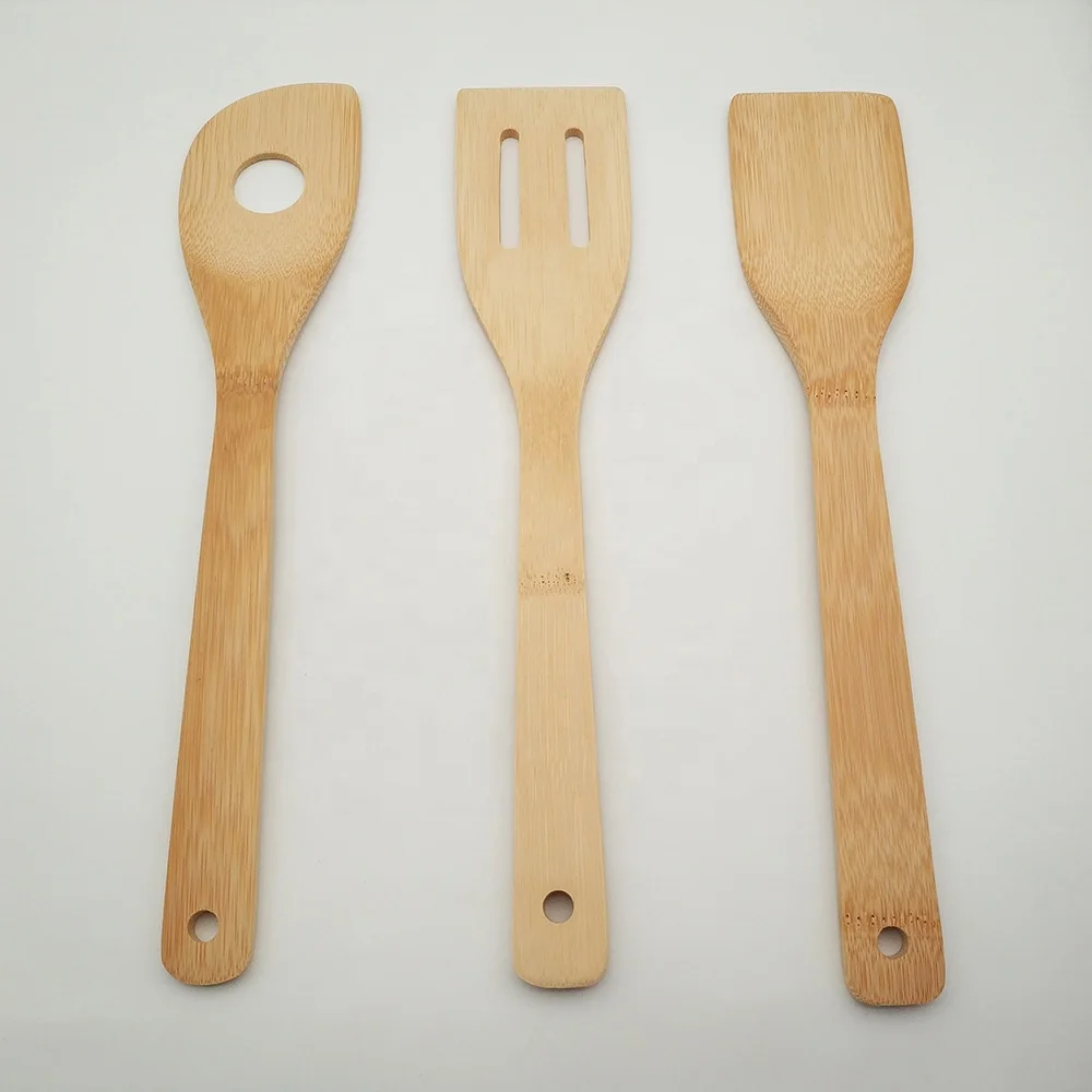 High Quality Wholesale wooden bamboo cooking Utensil  Sets 6-piece with Long Handle,eco-friendly bamboo  utensils  spatula