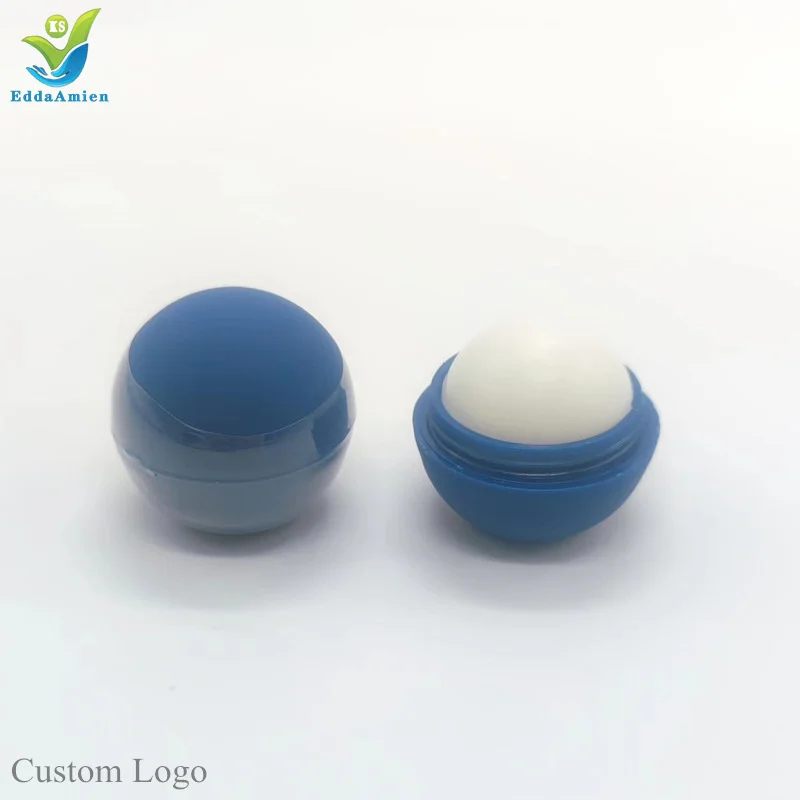 Natural Custom Logo Round Ball Lipbalm balsamo labial Fruit Flavor Blue Beauty Makeup repair Lip Balm with logo