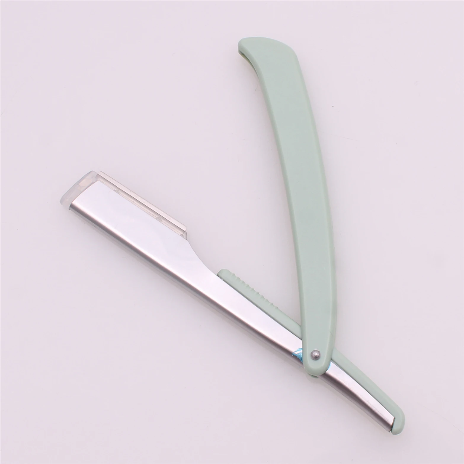 100Pcs Retro Men Beard Barber Shaving Razors Folding Shaving Knife ABS Straight Razor Holder Beard Shaver Tools + 100 Blades 74#