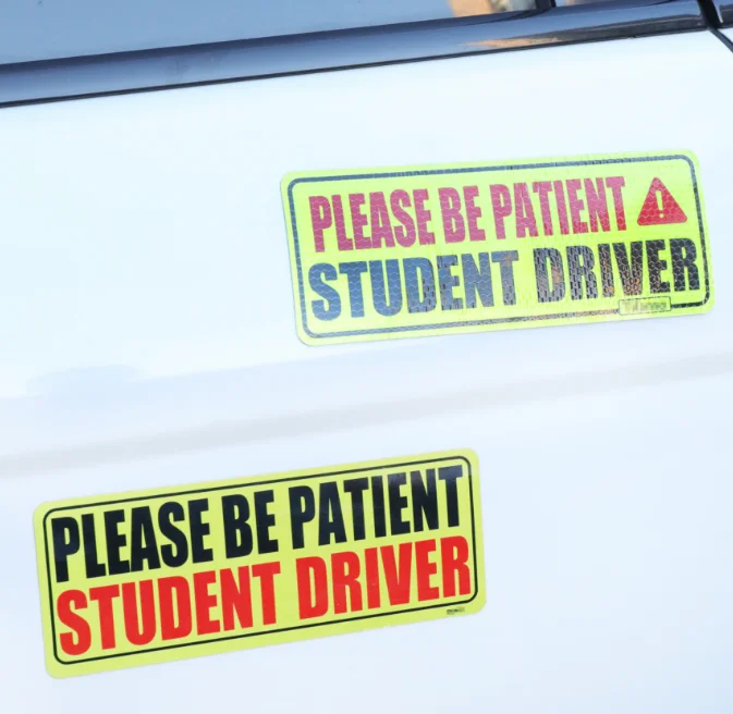 removable 3 pcs magnetic bumper reflective student new driver reflective safety magnet signs for student driver