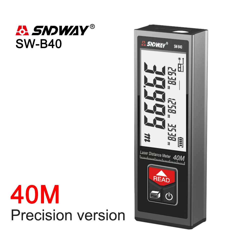 SNDWAY SW-B40Laser Distance Meter 40M 50M 60M Rangefinder Electronic Roulette Laser Digital Tape Trena