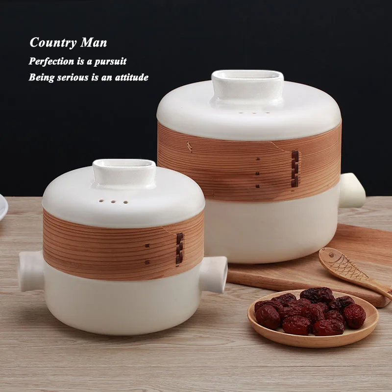 
stock goods Ceramic high temperature resistant can open flame steamer saucepan soup pan frying pan double - use pan 