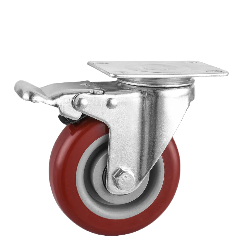 OEM Polyurethane Wheel Caster 3 Inch Vending Machine Casters Swivel With Braked Caster
