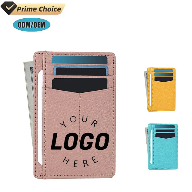 BSCI Custom Color Logo PU Leather Men Women Credit Card Holder Wallet Pocket Minimalist Slim Cardholder Wallet