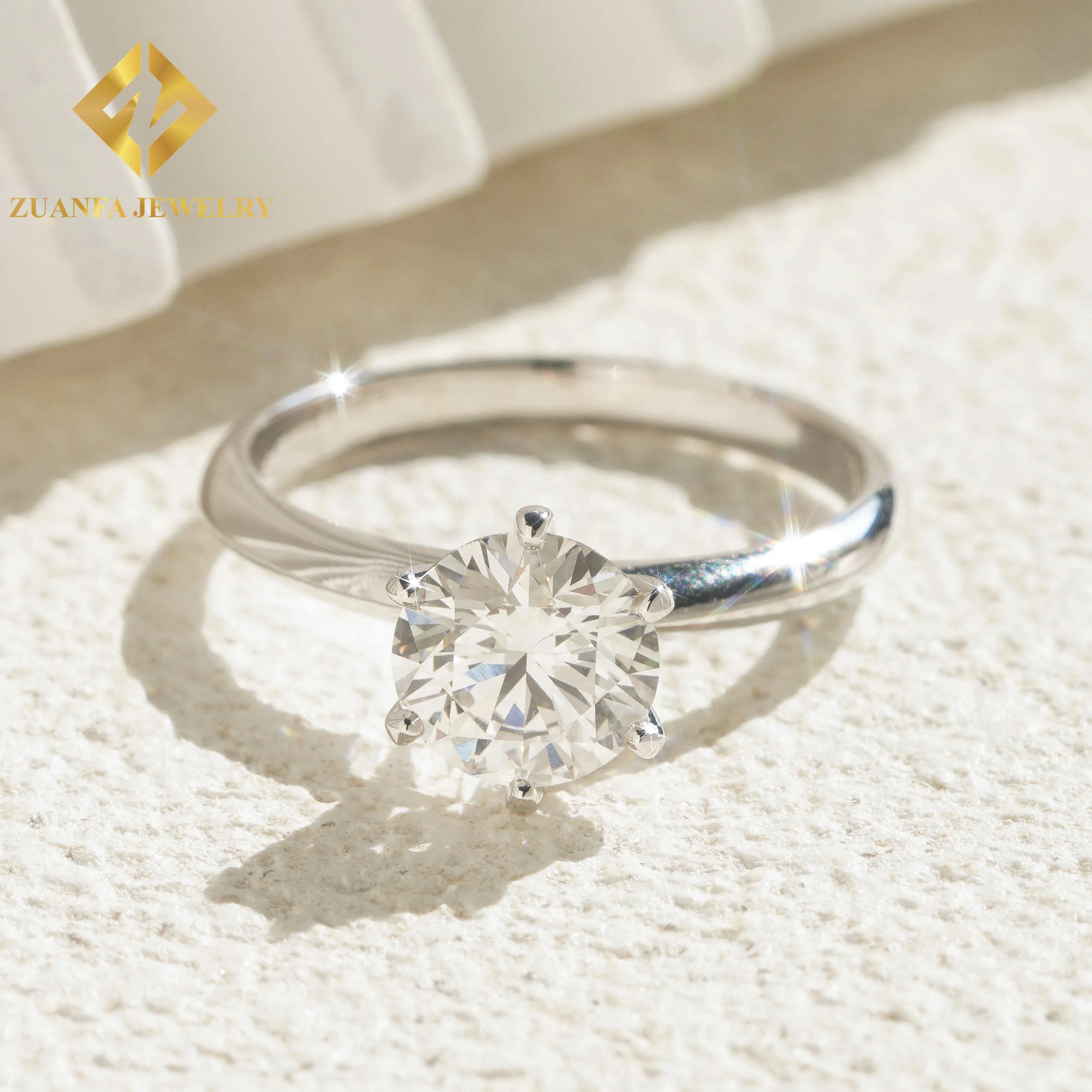 Classical 6 prongs brilliant cut 1.03 Carat IGI certificate 14K solid gold solitaire lab diamonds engagement/wedding rings