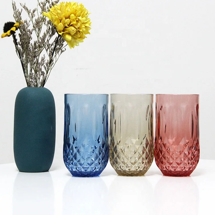 Best Seller Coastal Colors Round Glasses Kitchen Plastic Drinking Glasses Acrylic Drinking Tumblers In Bulk Highball Glasses