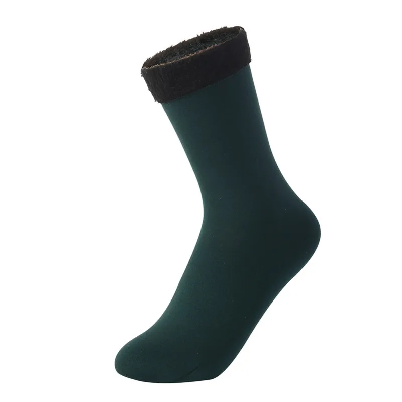 High quality winter warm heated plus velvet thick solid color floor tube snow socks for women