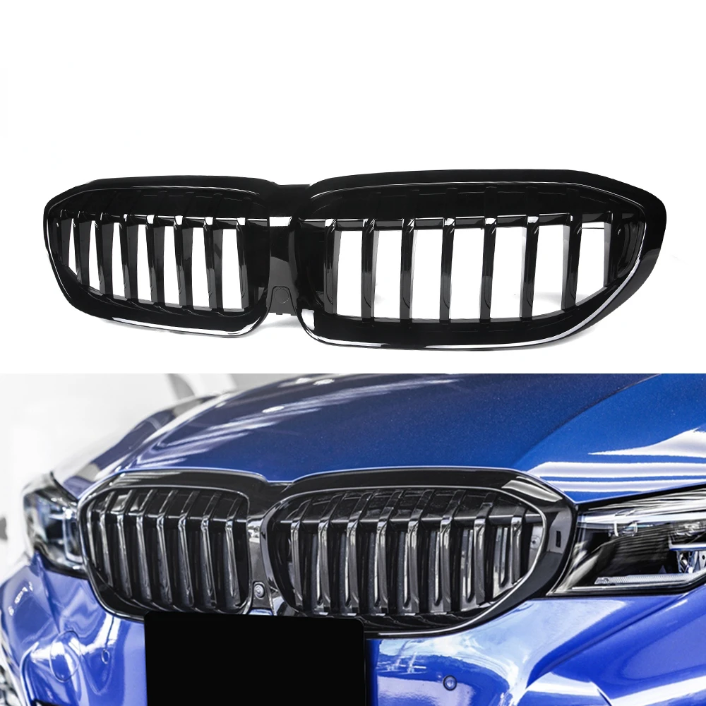 Одиночный глянцевый черный передний бампер решетка решетки для BMW 3 серии G20 320i 340i 2019-2022