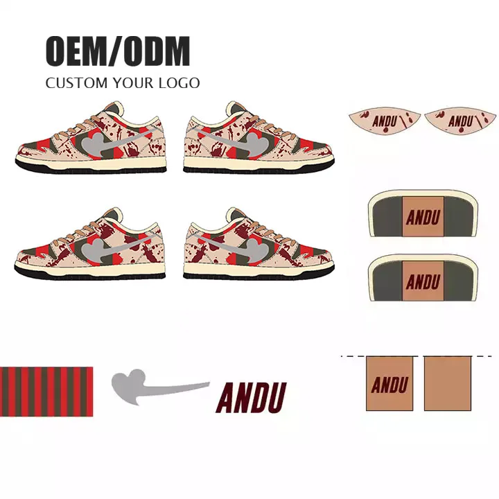 Wholesale Custom Shoes 2023 Fashion High Quality Camouflage Skateboard Shoes Men Basketball Sneakers For MenPopular