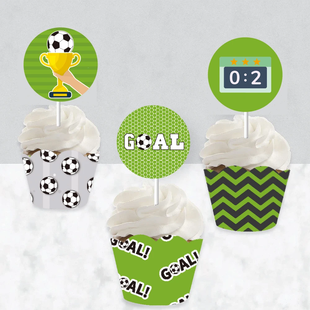 12 Pack Soccer Cupcake Toppers Football Shoe Champion Cup Cupcake Picks Sports Theme Birthday Party Cake Decoration Supplies
