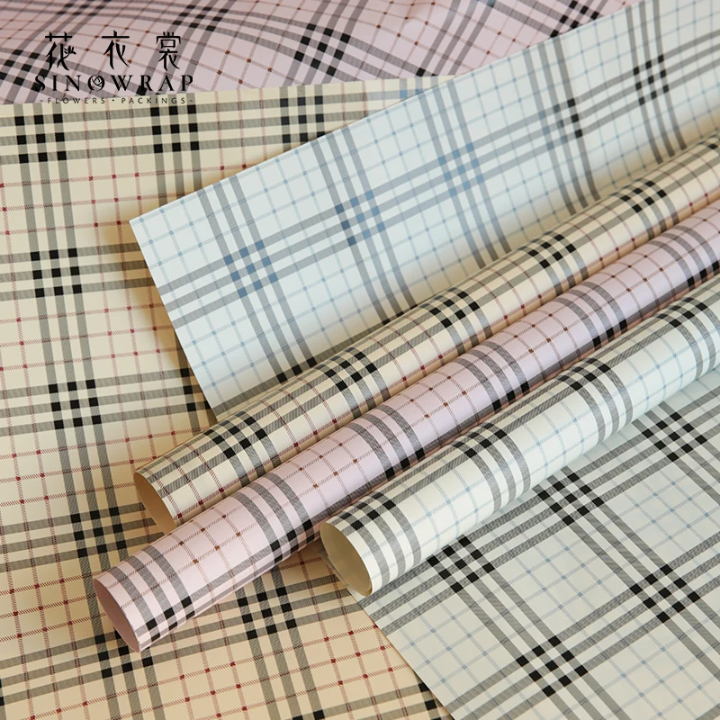 2024 New Arrival plaid print korea paper flower wrapping paper