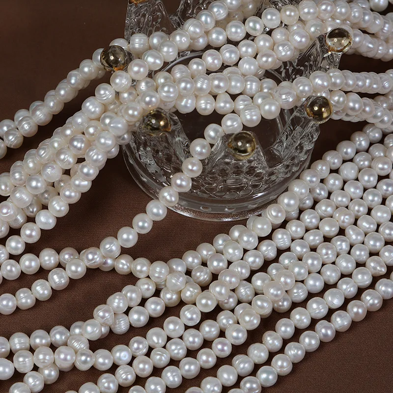 5mm thread bead 2A+ potato shape natural fresh water pearl diy loose bead hand-beaded jewelry material in stock