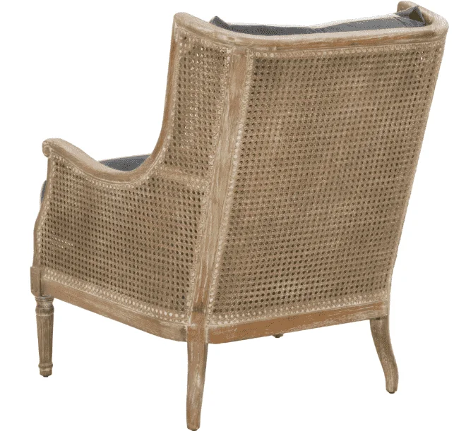 Бархатный стул MRS WOODS для французского загородного клуба, льняная ткань, античный дизайн, на руку, ротанговый акцент, для одноместного дивана, для гостиной